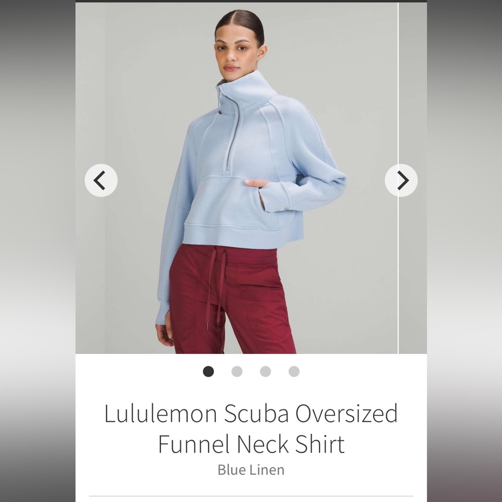 Lululemon Scuba Funnel Neck Blue Linen Size XS/S